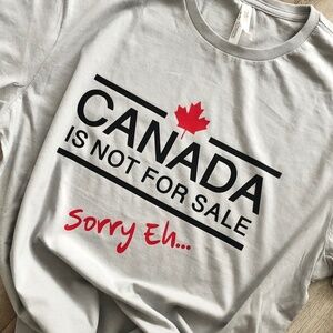 Canada Is Not For Sale T Shirt, Canada Shirt With Maple Leaf, Gray, Mens L, NEW